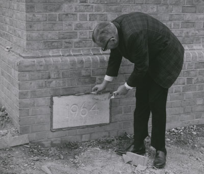 Dean Anderson lays the Cornerstone